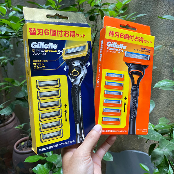 Dao cạo râu Gillette Fusion 5+1 Nhật hộp 1 cán 6 lưỡi đi kèm