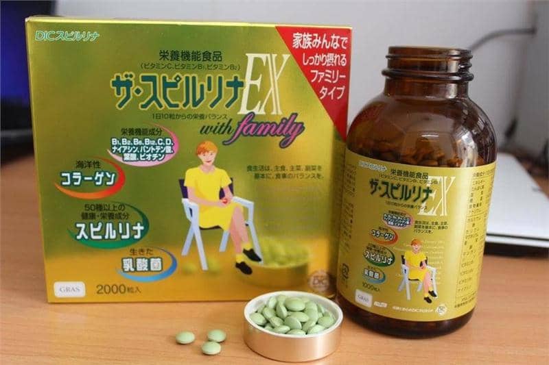 Thông tin cơ bản về tảo vàng EX Nhật Bản Spirulina 2000 viên