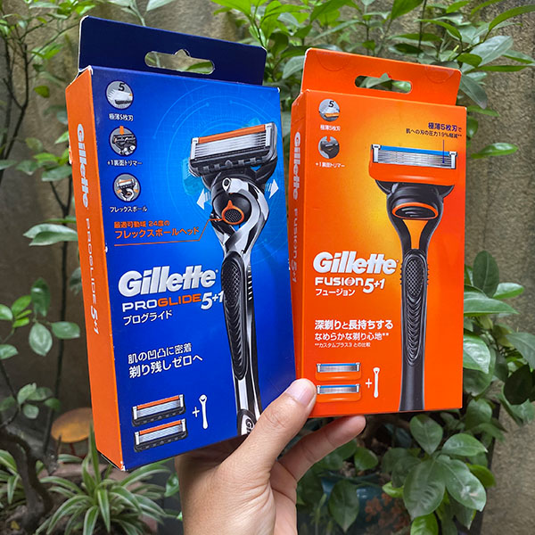 Dao cạo râu Gillette fusion 5+1 lưỡi hộp 1 cán 2 đầu lưỡi Nhật Bản