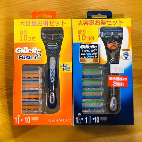 Dao cạo râu Gillette Fusion 5+1 Nhật Bản hộp 1 cán 10 lưỡi